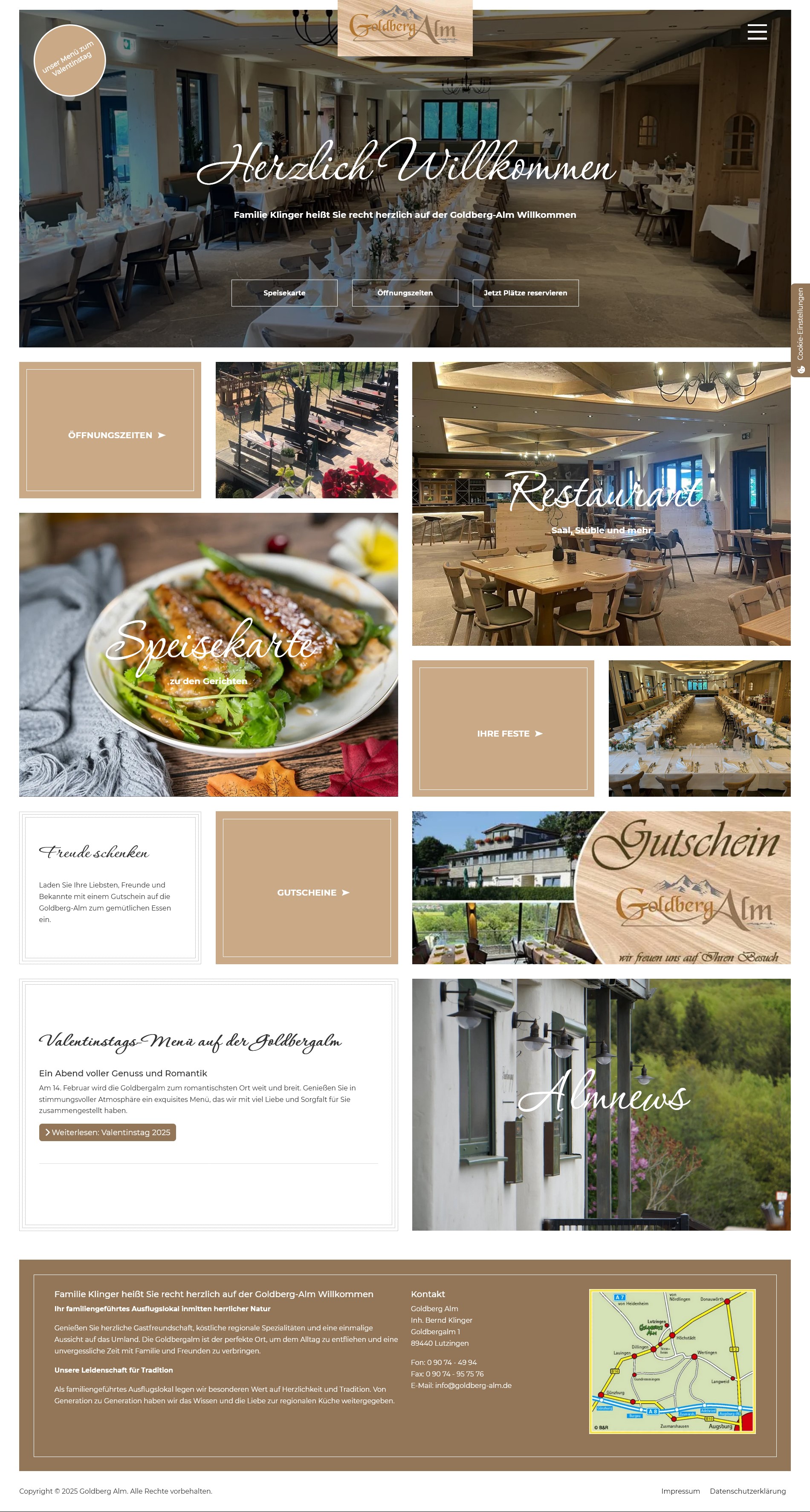 Webseite der Goldbergalm Lutzingen