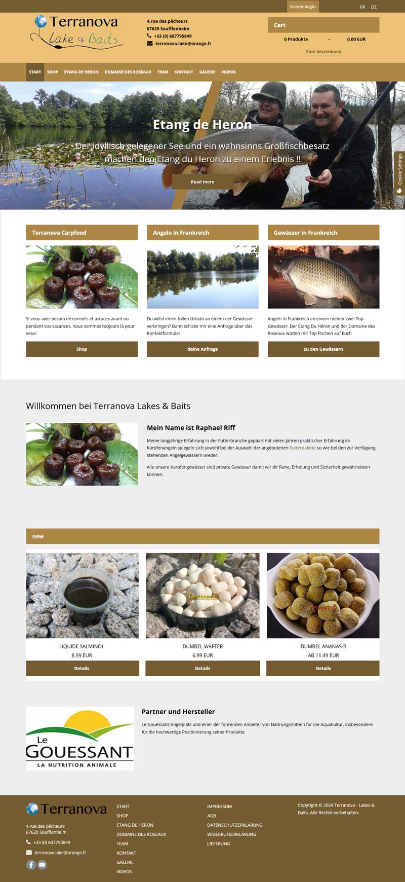 Webseite für einen AngelShop für Fischfutter